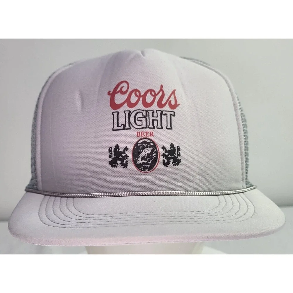 Coors Light Gray Snapback Hat Trucker Foam Mesh Vintage Beer Baseball Cap EUC
